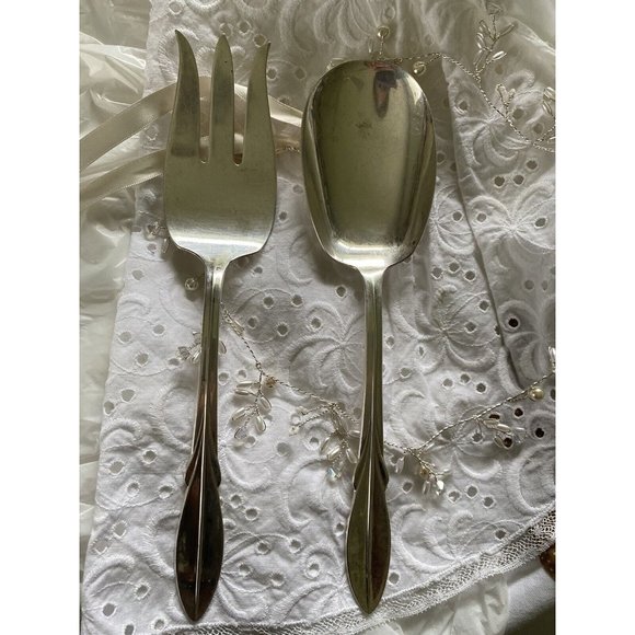 1961 El California Serving Spoon & Fork Set Wm William Rogers Mfg Co. 9" Art Dec - Picture 16 of 16